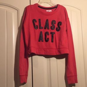 Red cropped sweater/sweatshirt